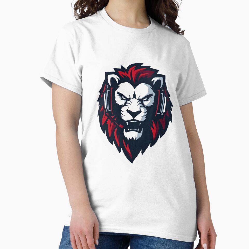 Gaming Lion Sticker with Headset by Kavya Art