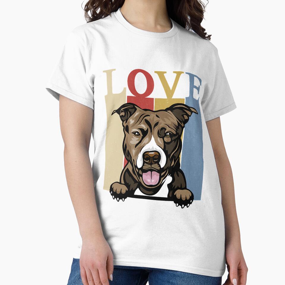 I Love My Pitbull Vintage Retro Dog Mom Dad Pet Lover by JeffreyShultz