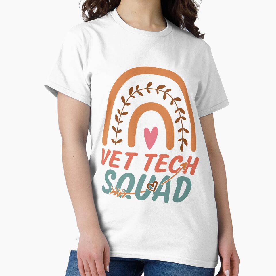Vet Tech Squad Rainbow Quote Gift Idea For Men and Womens - Funny Vet Tech by Mmmm3344