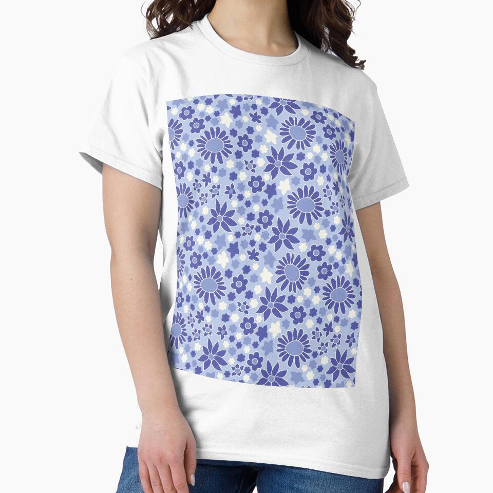 RETRO FLOWER POWER BLUE by blomastudios