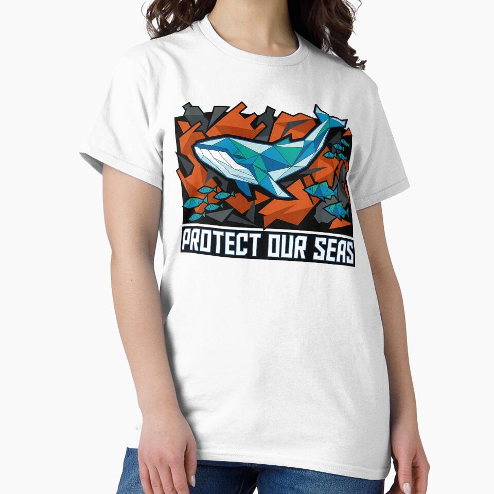 Protect Our Sea Geometric Whale Ocean Conservation Low Poly by chattsuede