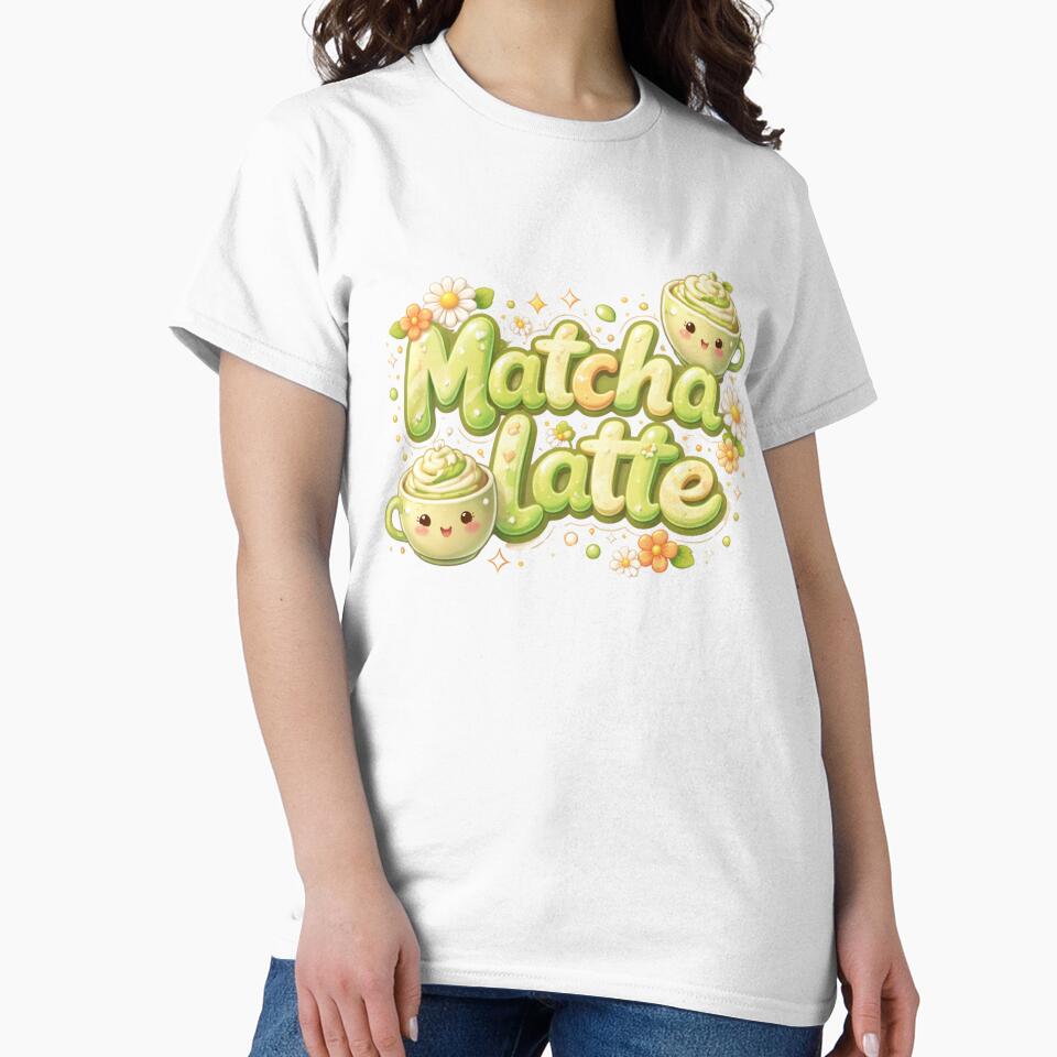 Kawaii Matcha Latte - Cute 3D Green Tea & Floral Aesthetic Art by BrewmarkStudio