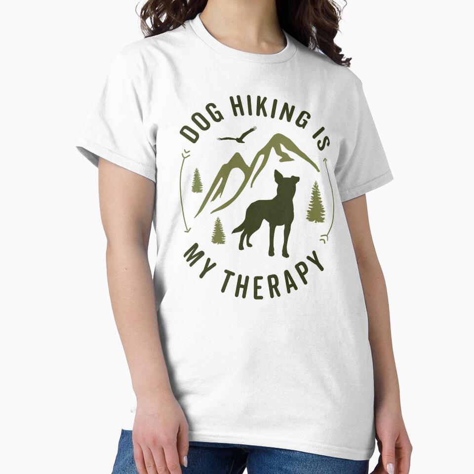 Dog Hiking is My Therapy | Minimalist Outdoor Mountain Adventure Dog by arlutai