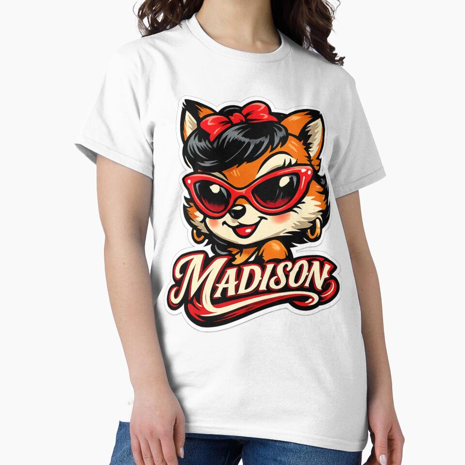 Madison – Cute Fox Name Mascot by AlexLineArt