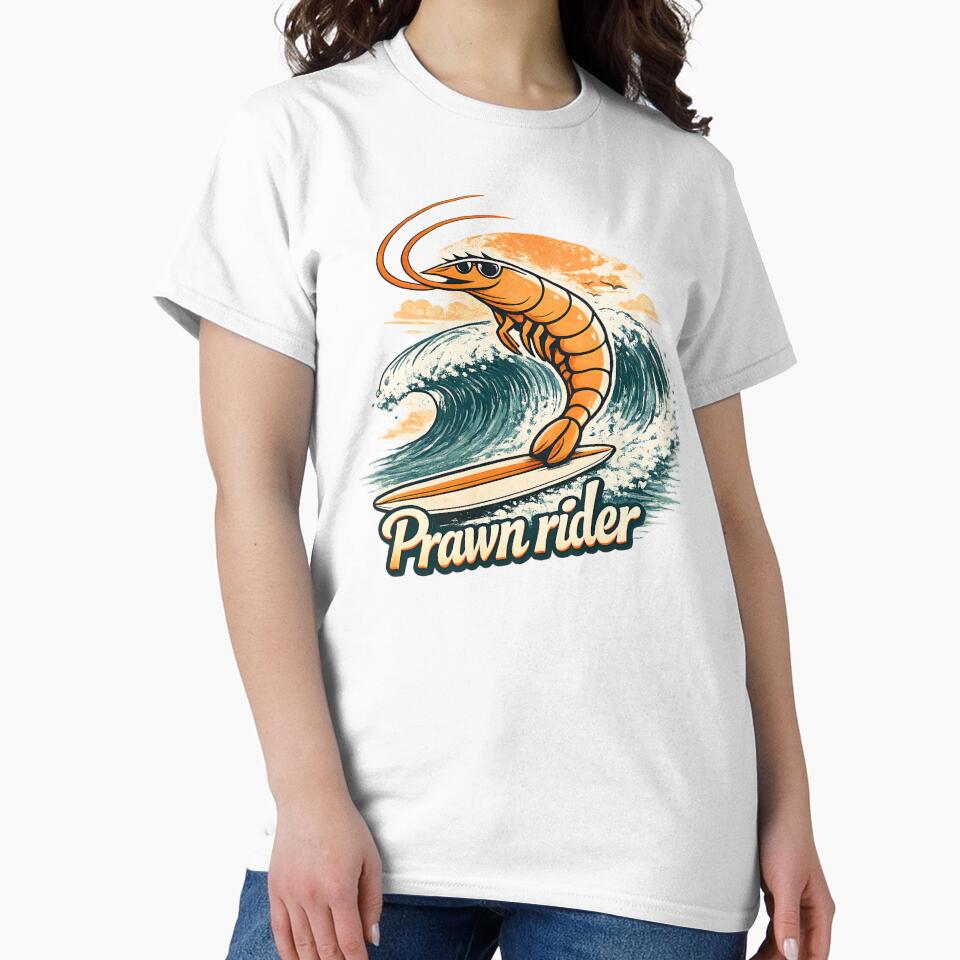 Prawn Rider – Retro Surfing Big Prawn Vintage Beach Design by TomoMadeIt