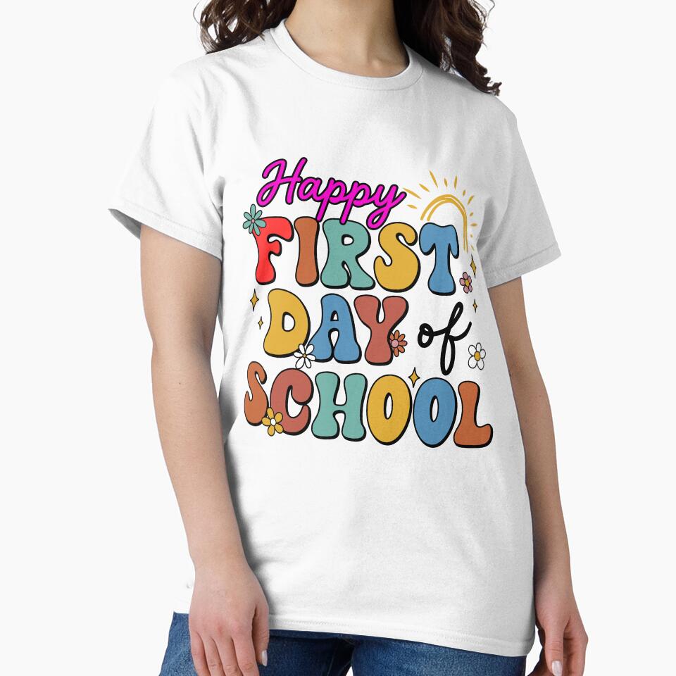 Groovy Retro First Day of School Kids Teacher by KroghDs