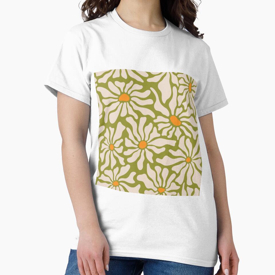 Light green bloom. Retro floral pattern by ReneMagritteArt