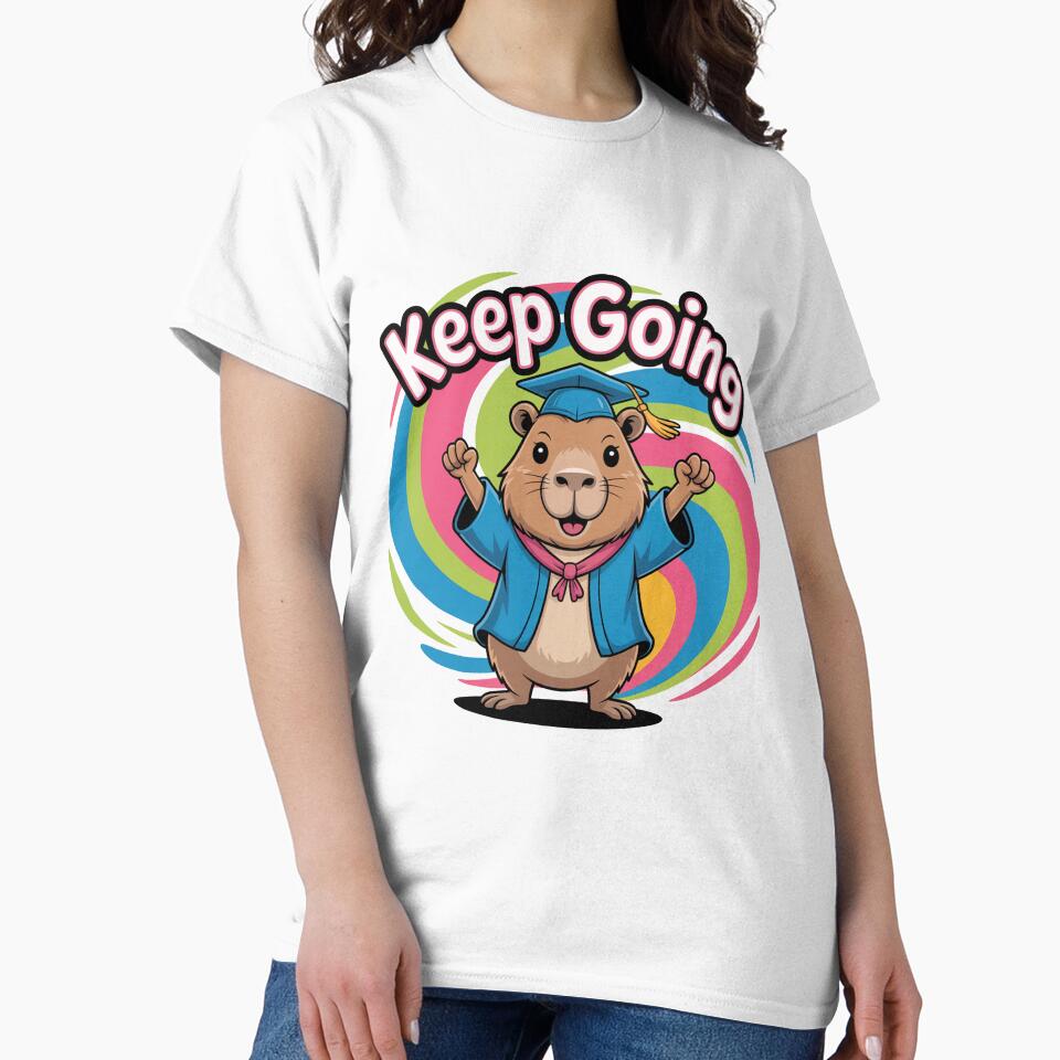 Keep Going Cute Cartoon Capybara Design by MonkiFlipp