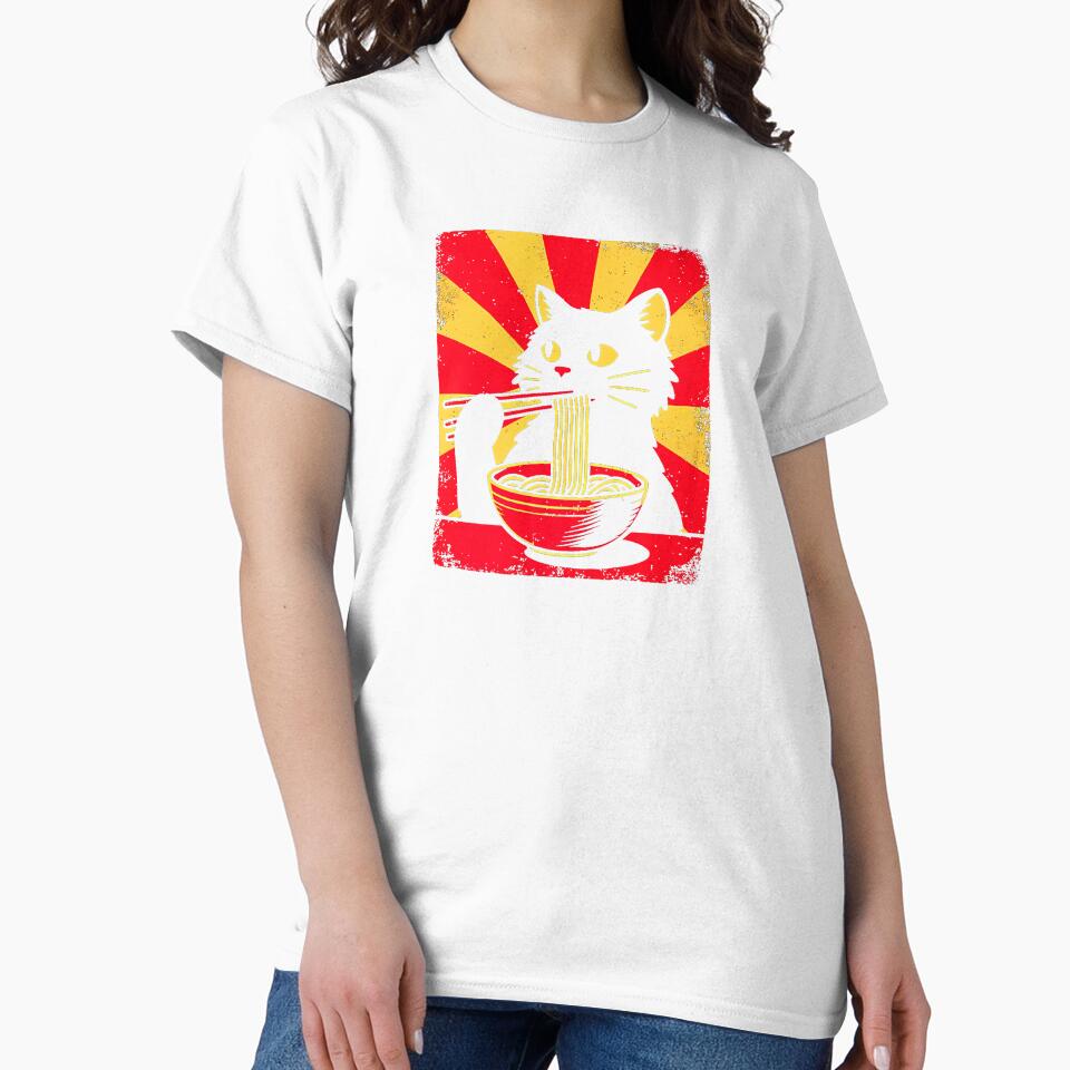Anime Cat Ramen Japanese Funny Graphic Tees Kawaii Cat Anime by cawtoon