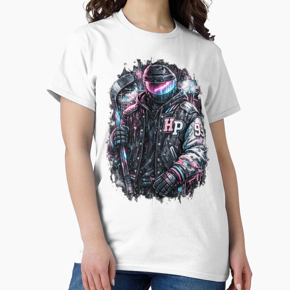 yber Hockey Futuristic Varsity Streetwear Shirt by EchoPrint Co.