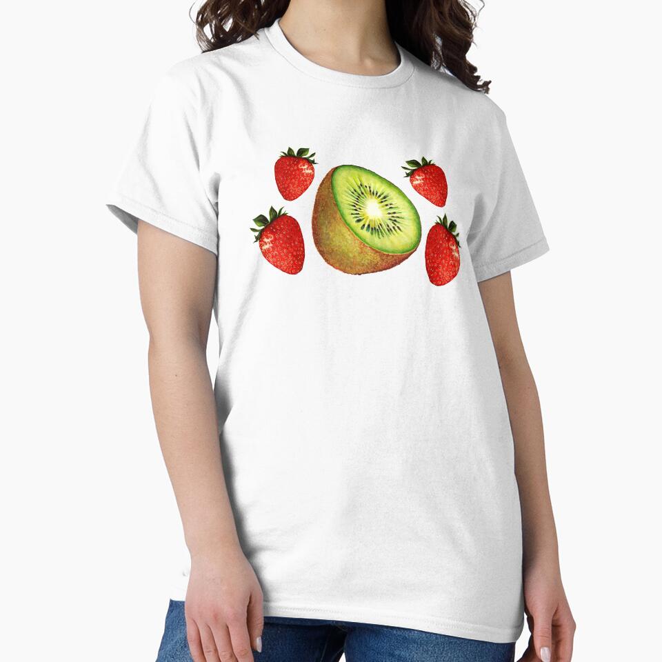 Strawberry Kiwi Pattern - White by Kelly  Gilleran