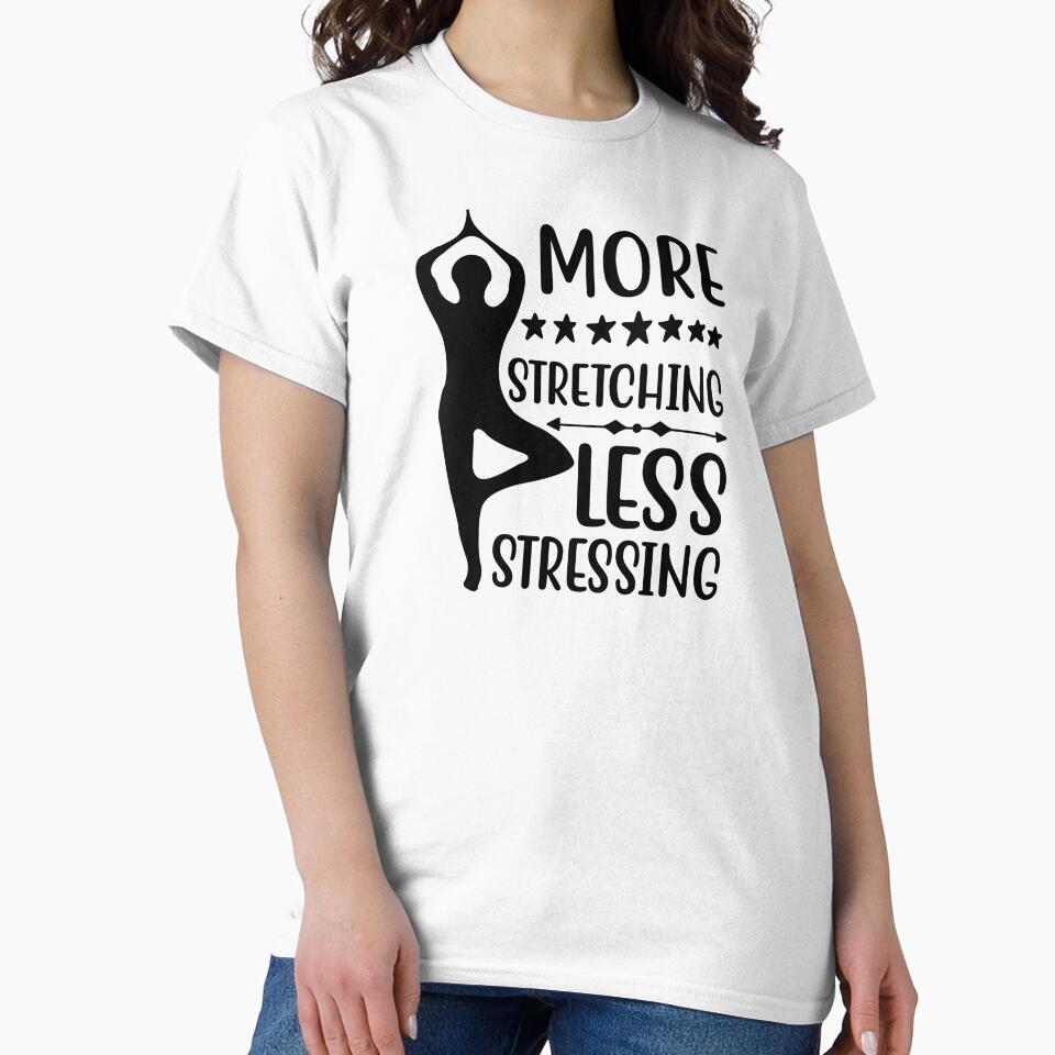 Yoga Quote More Stretching Less Stressing Motivational Saying by SoccaTamam