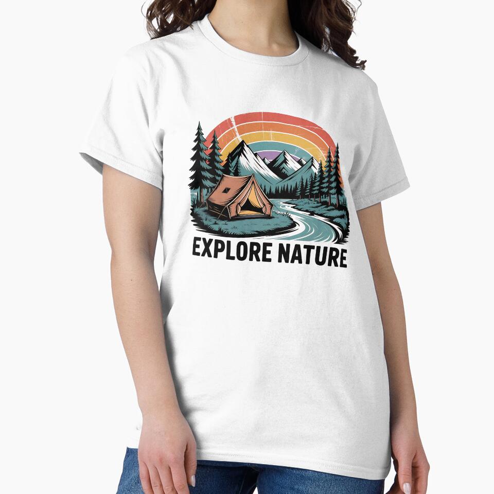 Explore Nature Camping Design | Mountain Tent Adventure Art | Outdoor Travel Retro Illustration by kengshutters