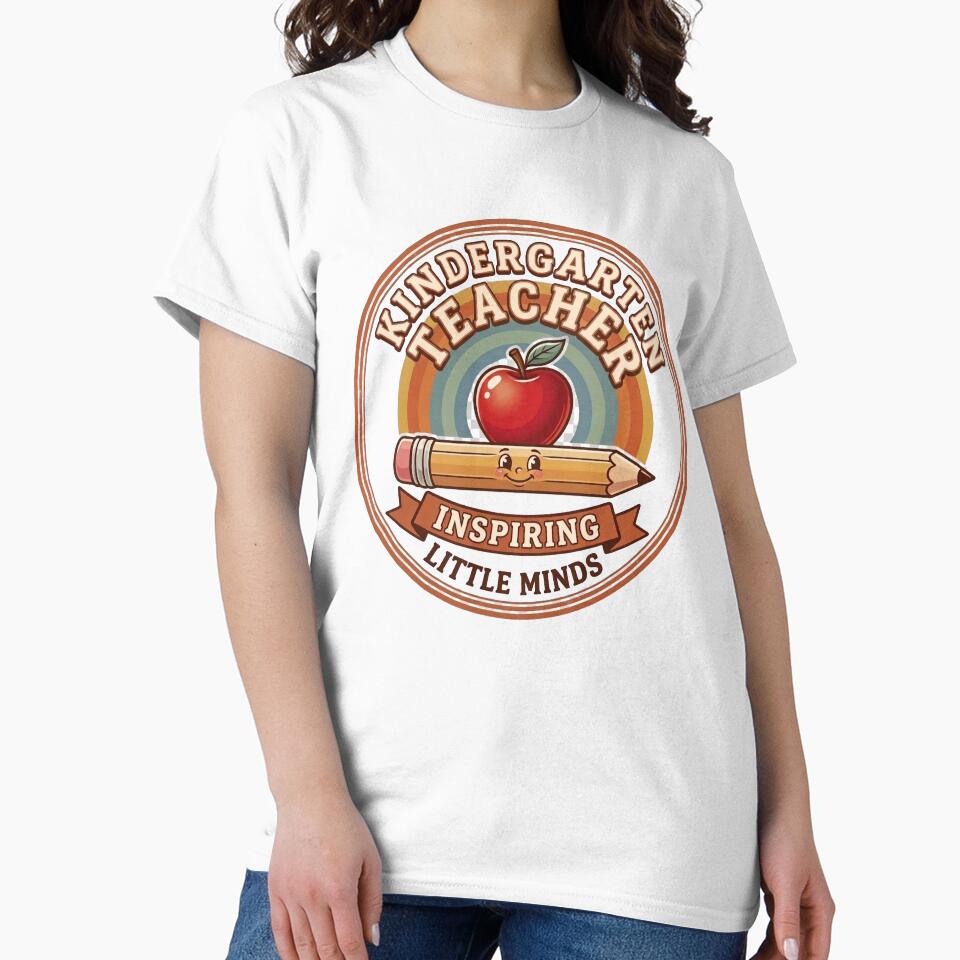 Kindergarten Teacher Retro Vintage Badge | Inspiring Little Minds | Cute Teacher Appreciation Gift by Void and Neon
