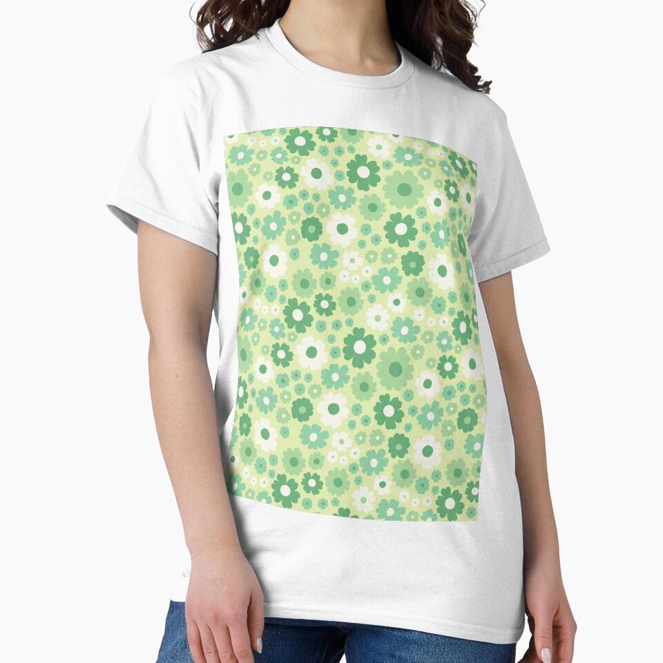 GROOVY RETRO FLOWER POWER GIRLY 70S AND 60S STYLE LIGHT GREEN by blomastudios