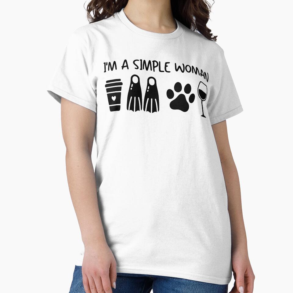 Women Scuba Diving Coffee Dog Wine - I'm A Simple Woman by gunaone-design