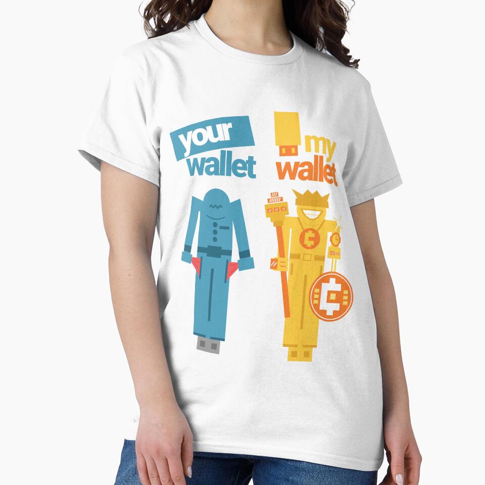 Crypto empty wallet joke. Your USB wallet is broke and mine is loaded. Blinged out funny gold digital storage device by doseofwin