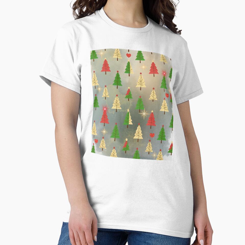Festive Christmas Tree Pattern – Red, Green & Cream Holiday Design by arteena