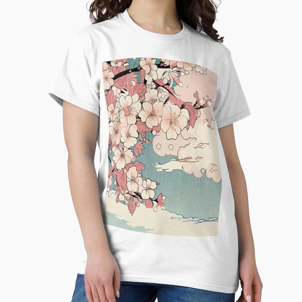 ukiyo-e style design of cherry blossoms and clouds by Izzypark13