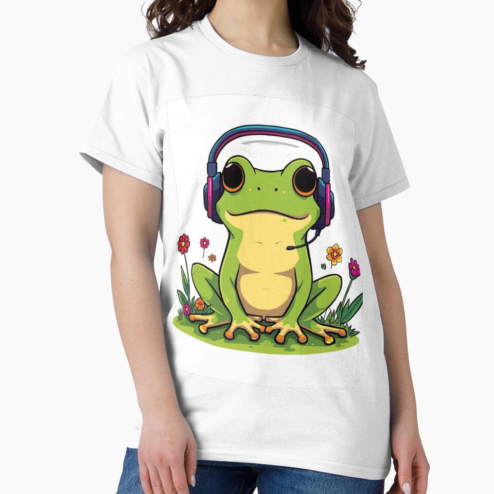 Cute Gamer Frog with Headphones by redblink store