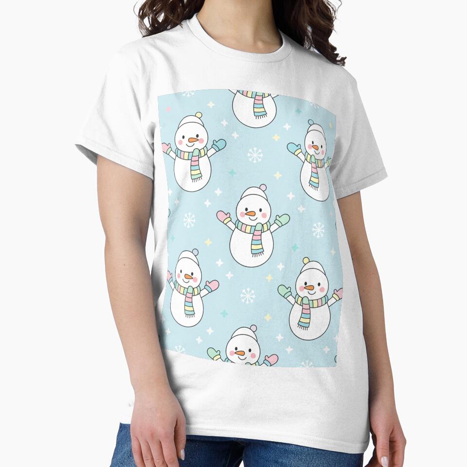 Cute seamless pattern with snowmen by Meemaart