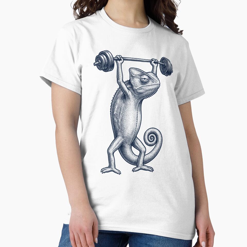 Vintage Chameleon Weightlifting Deadlift Gym Animal Lover by DoodleTortle