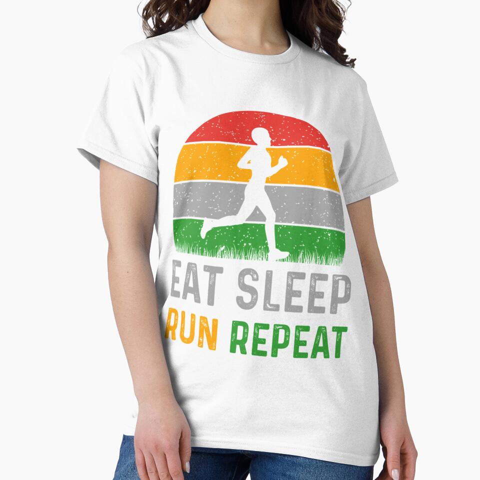 Retro Vintage Eat Sleep Run Repeat Running Funny Gif| Perfect Gift by sherricam