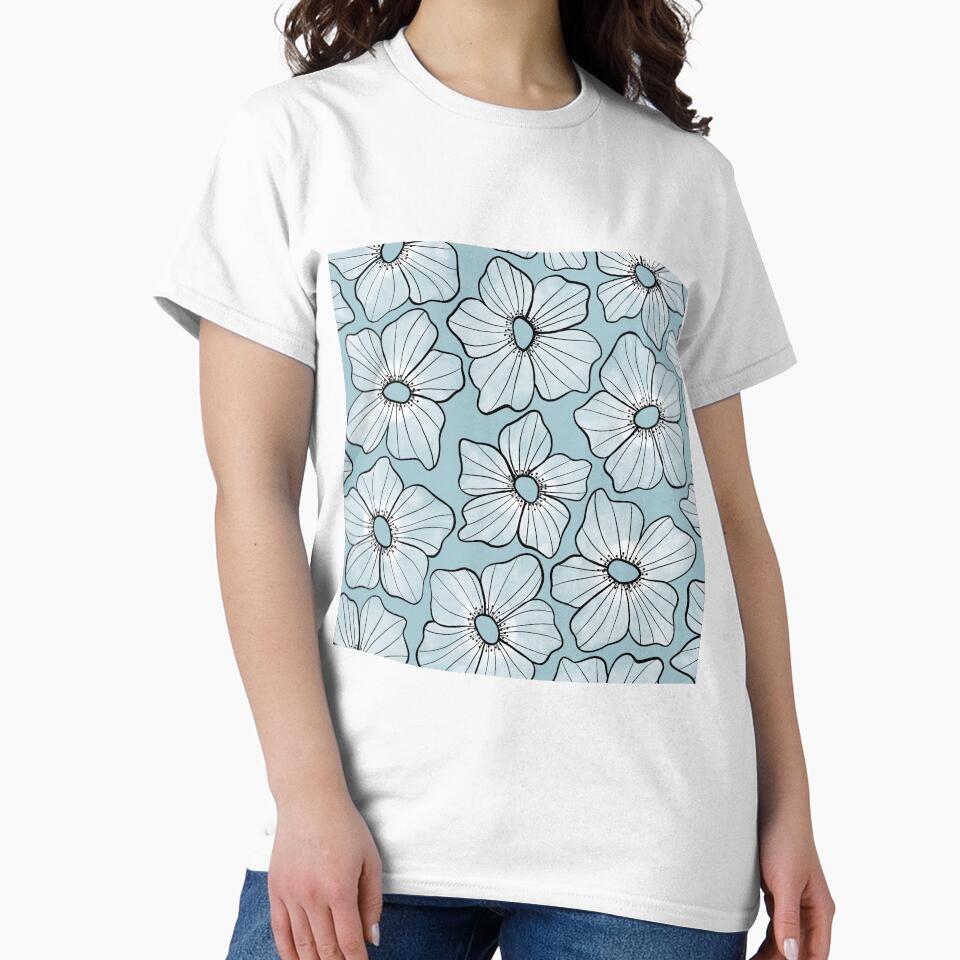 White Anemone - Blue by PaintdFoxStudio
