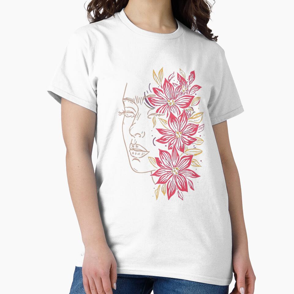 Floral Woman Face Line Art - Abstract Beauty Illustration. by LunaPrintCo