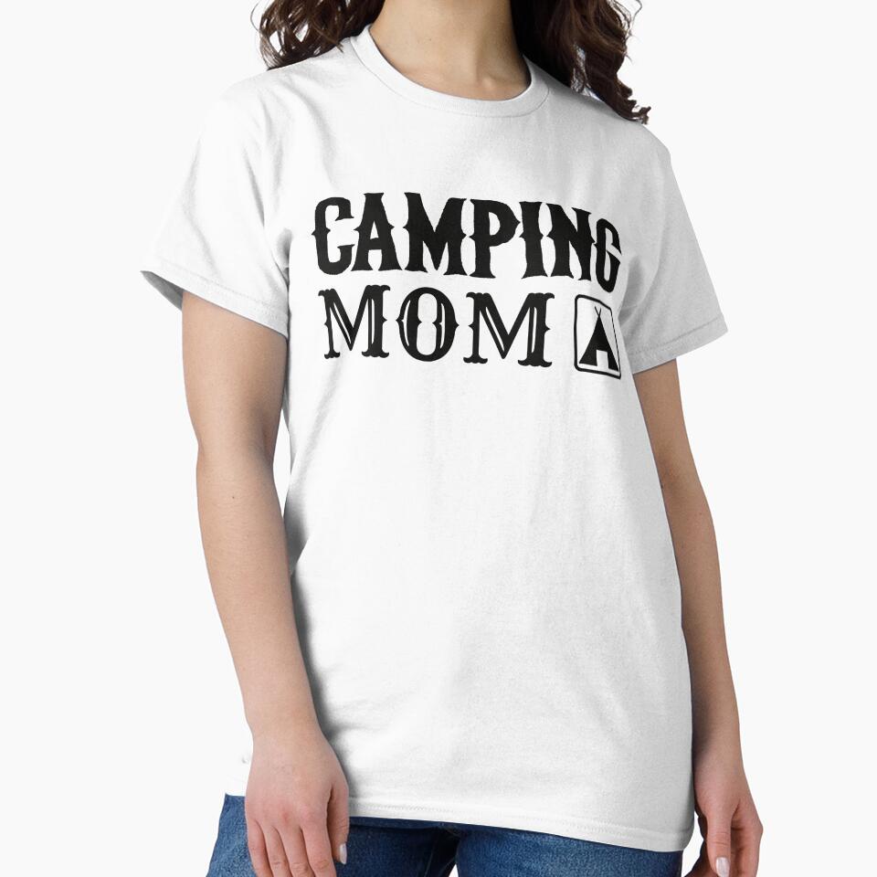 Black Text Camping Mom Fun Camping Design by TrulyEpoque