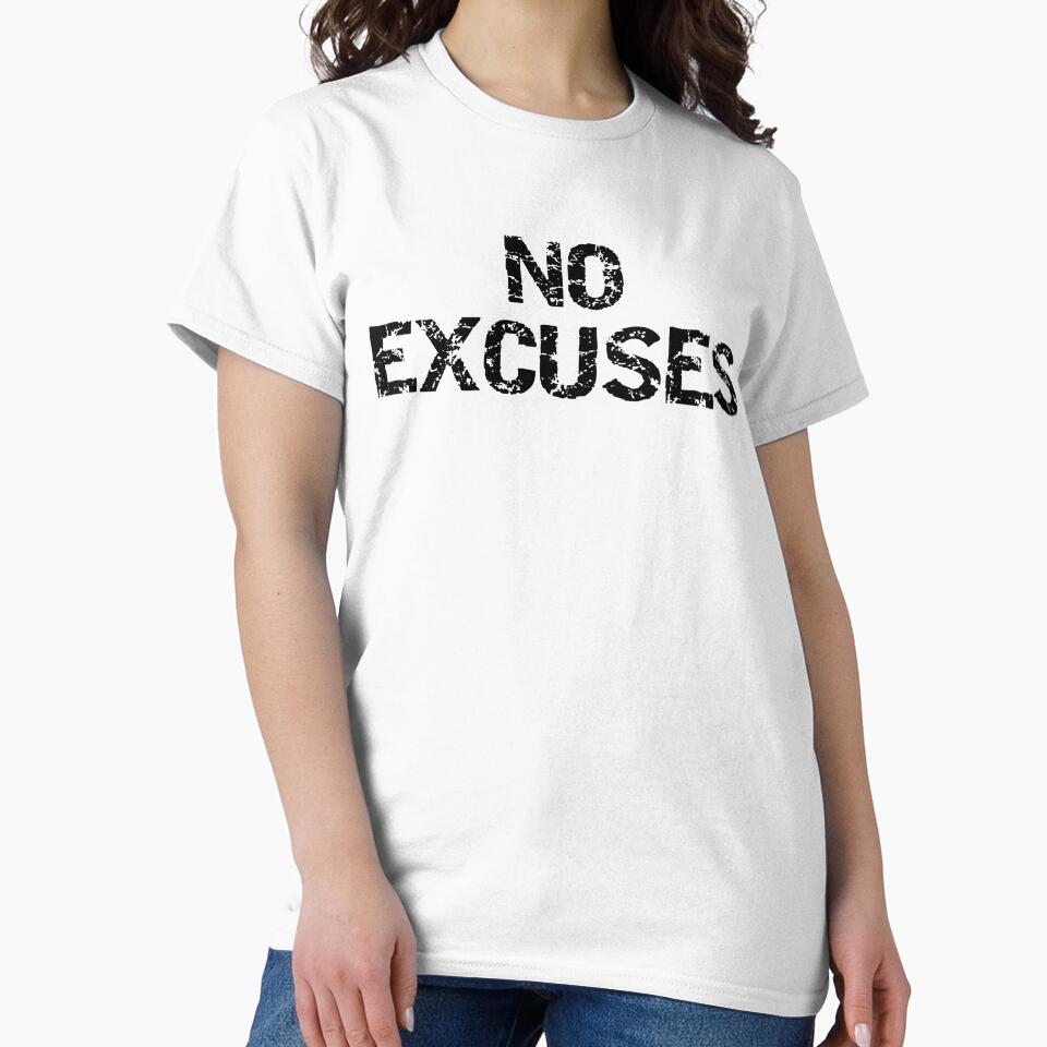 Inspirational No Excuses Funny Workout Quote by TNDesignStudio
