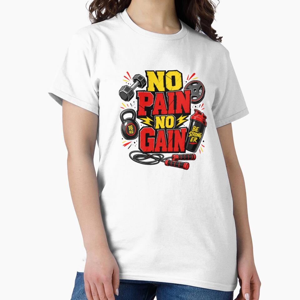 No Pain No Gain Funny gym motivational design for personal trainers, exercise and gym lovers by LD ART