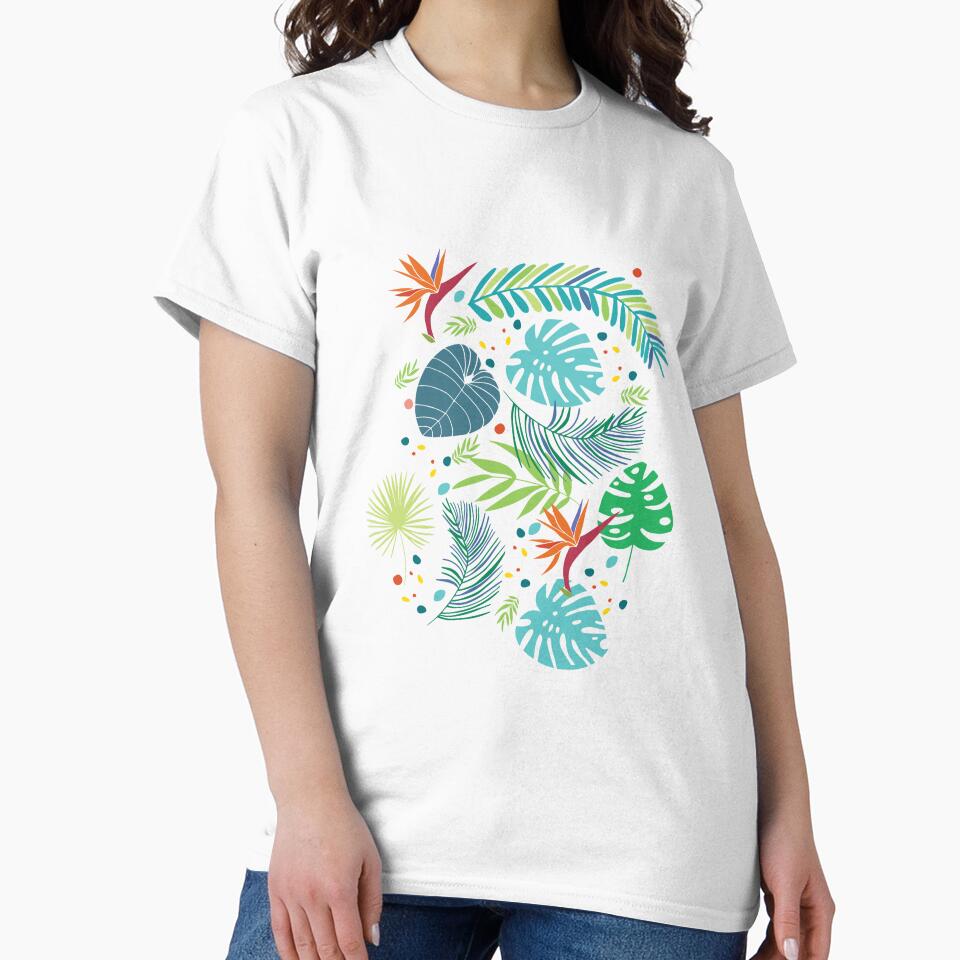 Tropical Leaves & Bird of Paradise – Colorful Jungle Botanical Pattern by Mrsmauve