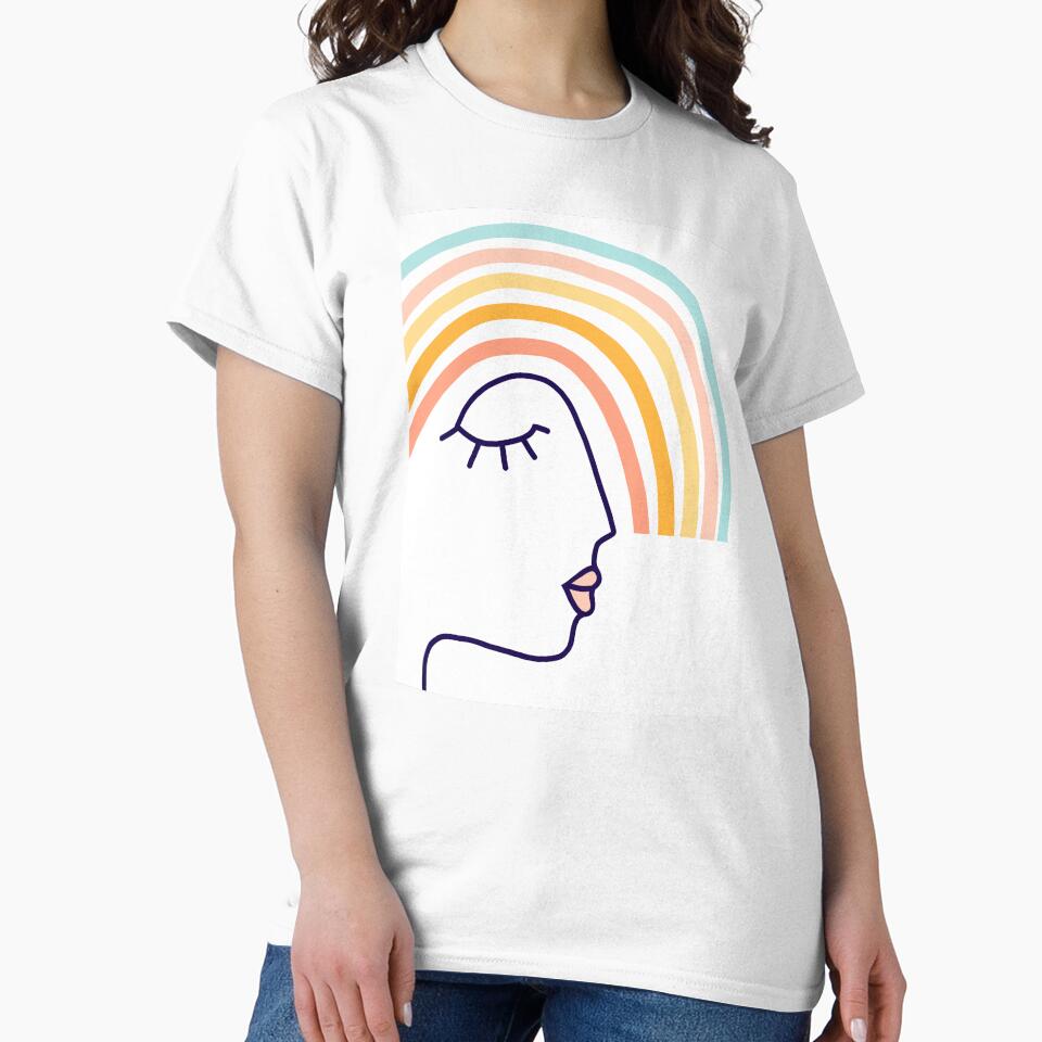 Line-art Rainbow Head Pastel Portrait #linedrawing by Dominiquevari
