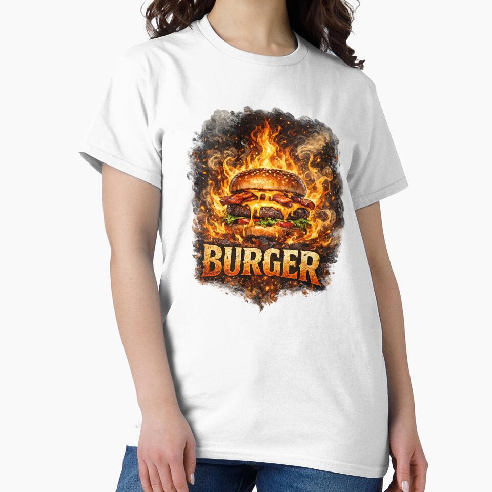 Fire Burger Flaming Cheeseburger BBQ Vintage Graphic by irfanshikh