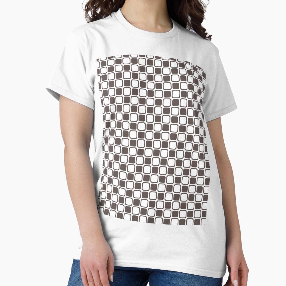 Dark Brown and White Abstract Square Pattern Pairs DE 2022 Popular Color Nomad DET697 by ColorOfTheYears
