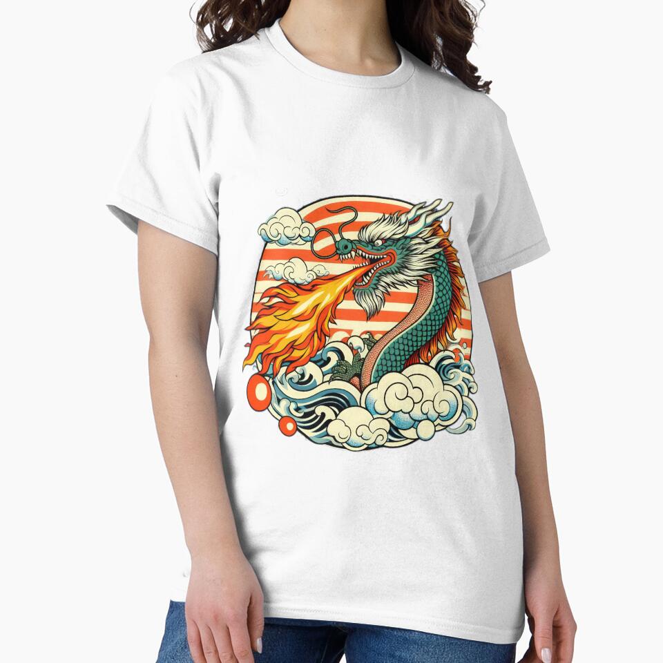 vintage Chinese Dragon Spits Fire by Expressions-Sel