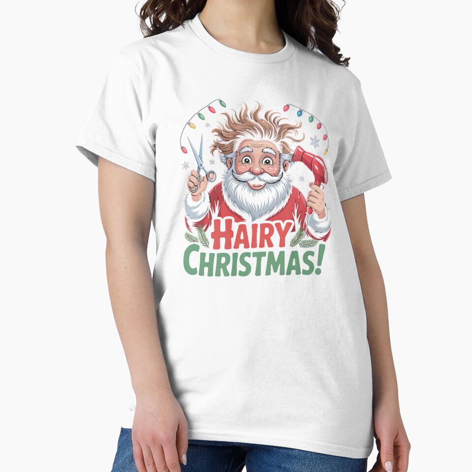 Hairy Christmas Hairdresser Messy Hair Santa by MadCatPrints