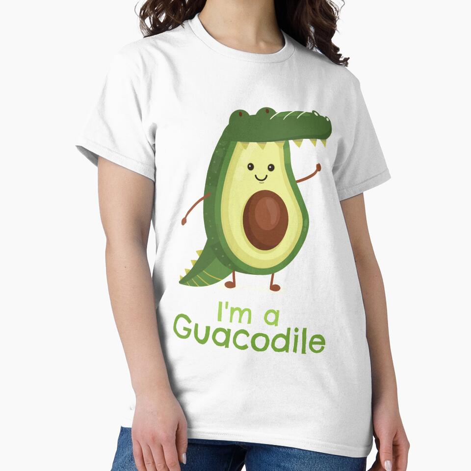 Cute Avocado Guacamole Crocodile Guacodile by Maria Garcia