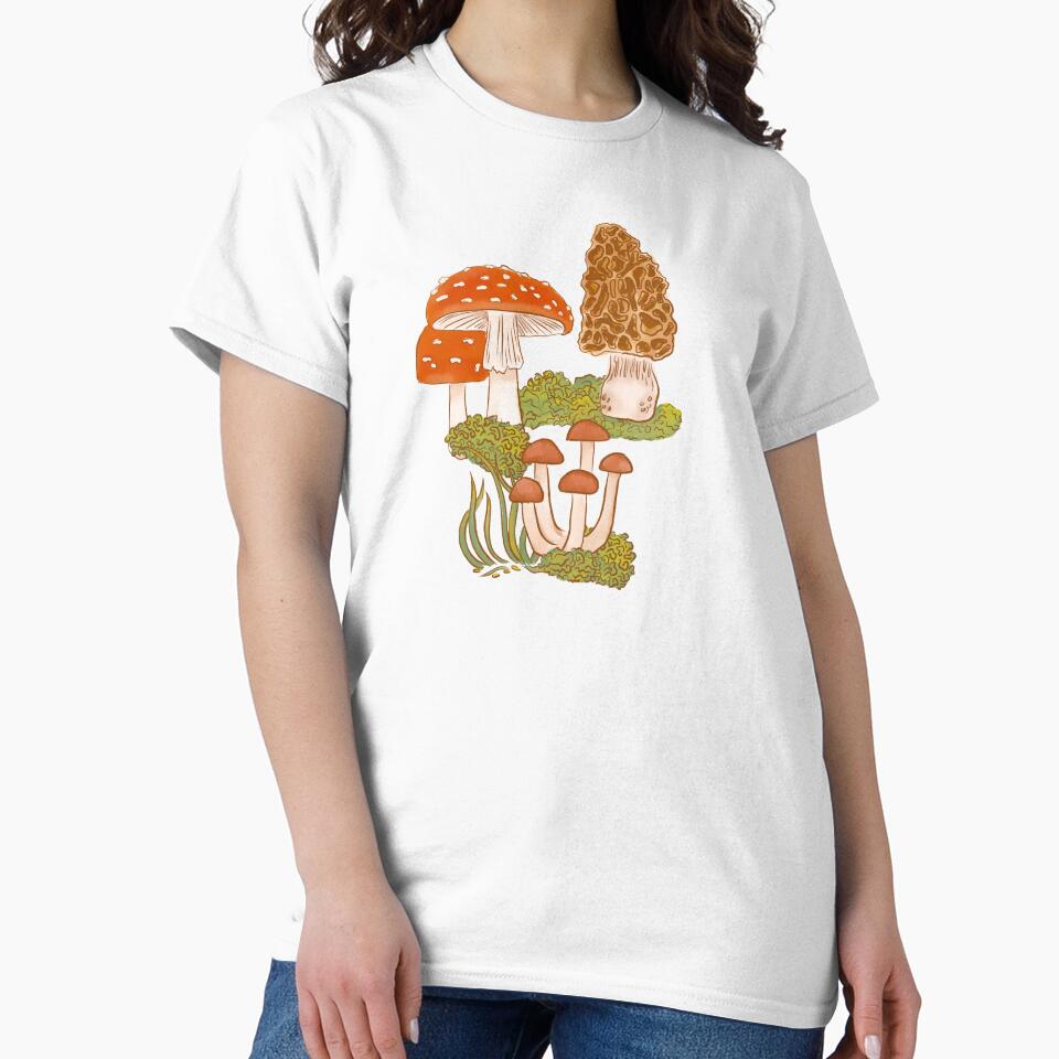 Mushroom Forest on Cream White by latheandquill