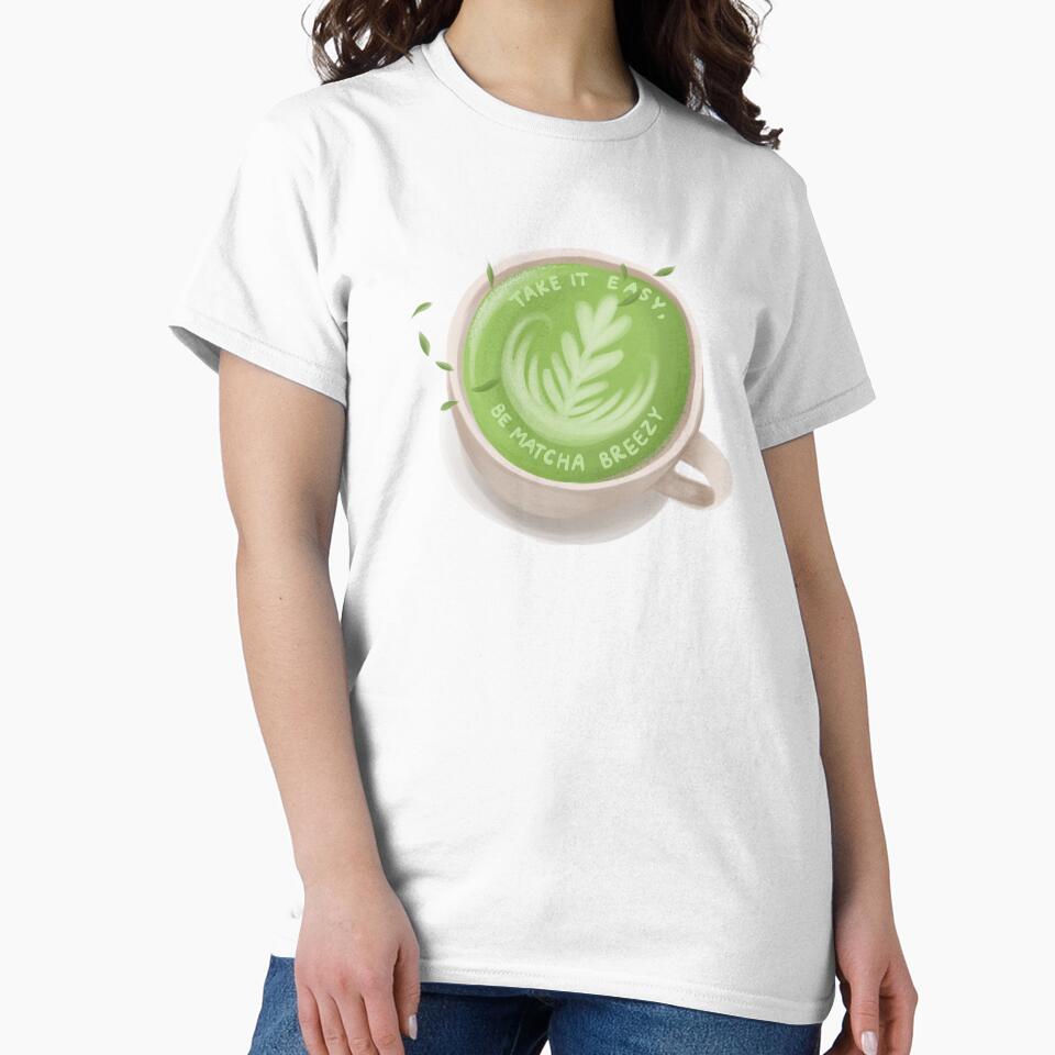 Matcha Breezy – Cute Matcha Latte Pun Design with Quote “Take It Easy” for Tea Lovers & Chill Vibes by Tattyarts