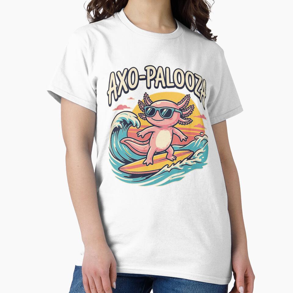 Funny cute Axolotl Axo-Palooza surfboard parody 90s Alternative music festival, Black - HD ONLINE STORE by bard-art