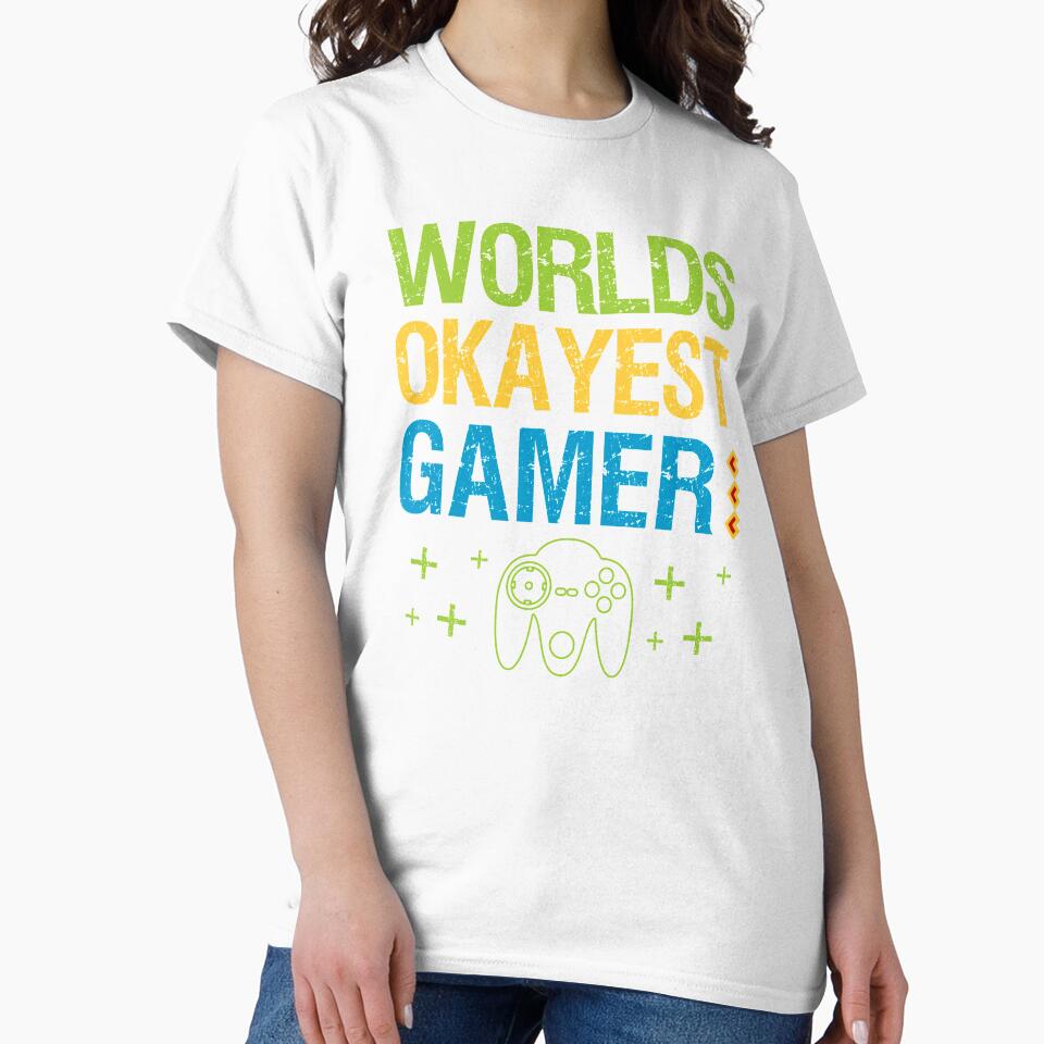 Worlds Okayest Gamer Funny Video Gamer Gift by FunSilly