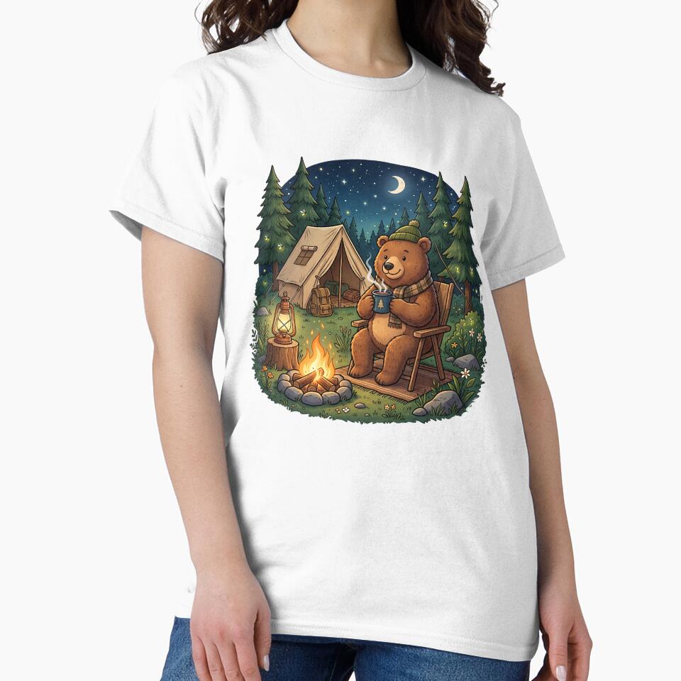 Cute Bear Campfire Night Forest. by HorrorInkStudio
