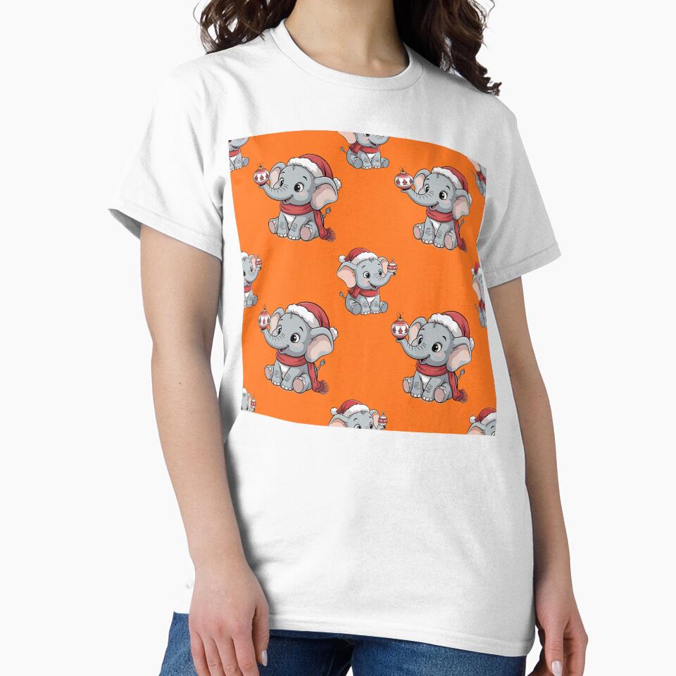 Cute Christmas Elephant Seamless Pattern by Grang Art Artistic Designs