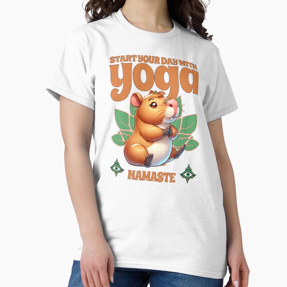 Namaste Capybara Yoga Unisex T-Shirt - Start Your Day with Positive Vibes by CrafteeTrends