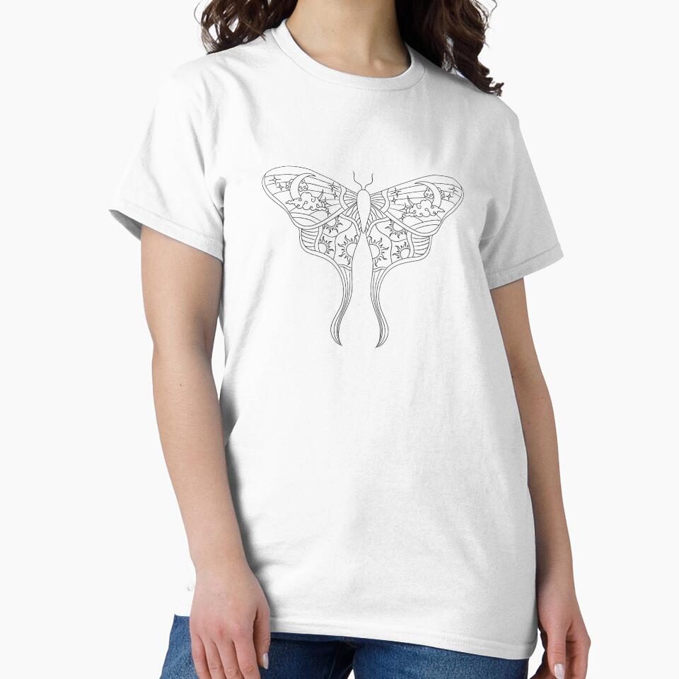 Line art  moth sun and moon celestial vibes by waltcrystal