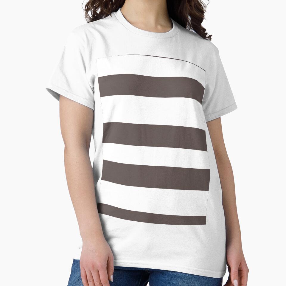 Dark Brown and White Horizontal Stripe Pattern Pairs DE 2022 Popular Color Nomad DET697 by ColorOfTheYears
