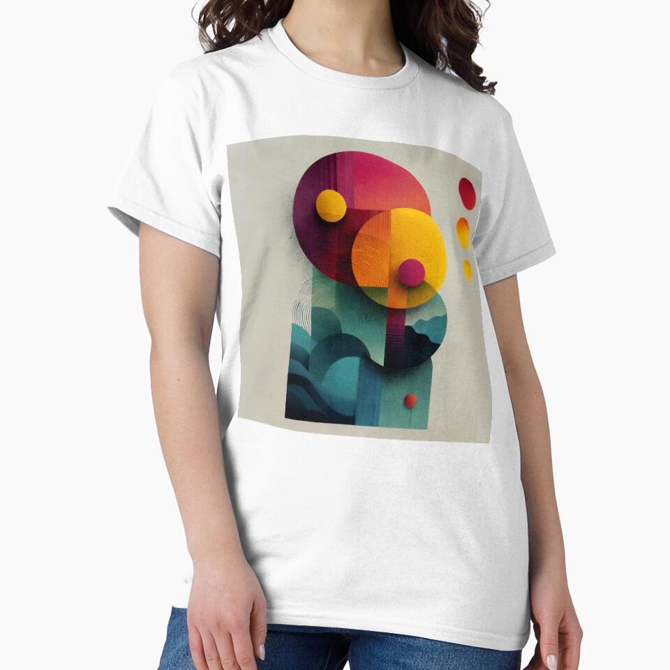 Bold Geometric Circles Abstract with Textured Layers in Vibrant Red Yellow Teal by EK-World