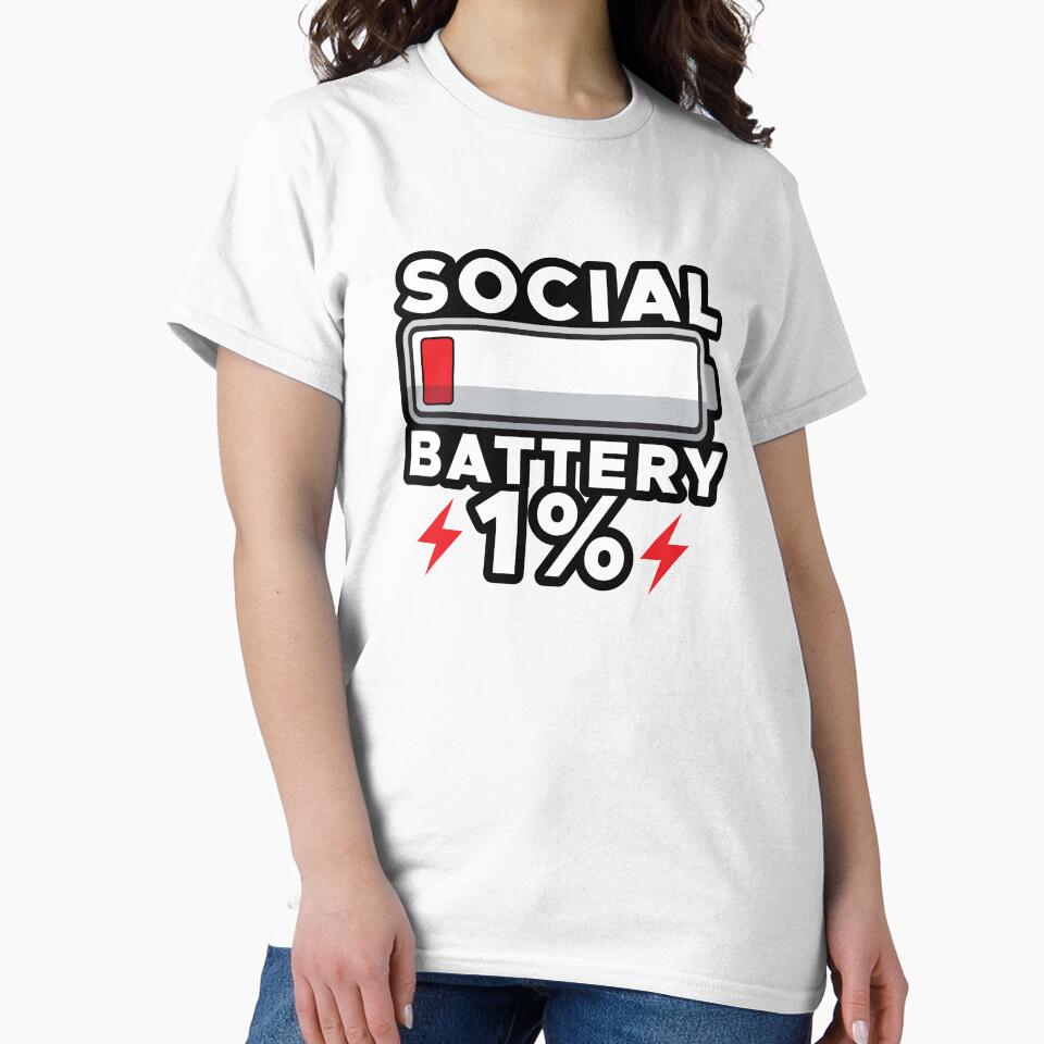 Social Battery 1% Funny Low Energy Sticker | Introvert Meme Battery Design by wisnubayuaji